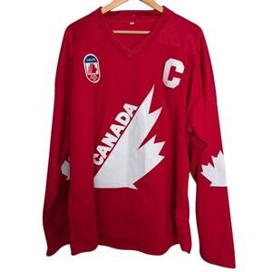 Vtg Hockey Jersey Mens XL Red Team Canada Cup Patch Wayne Gretzky 99 Retro